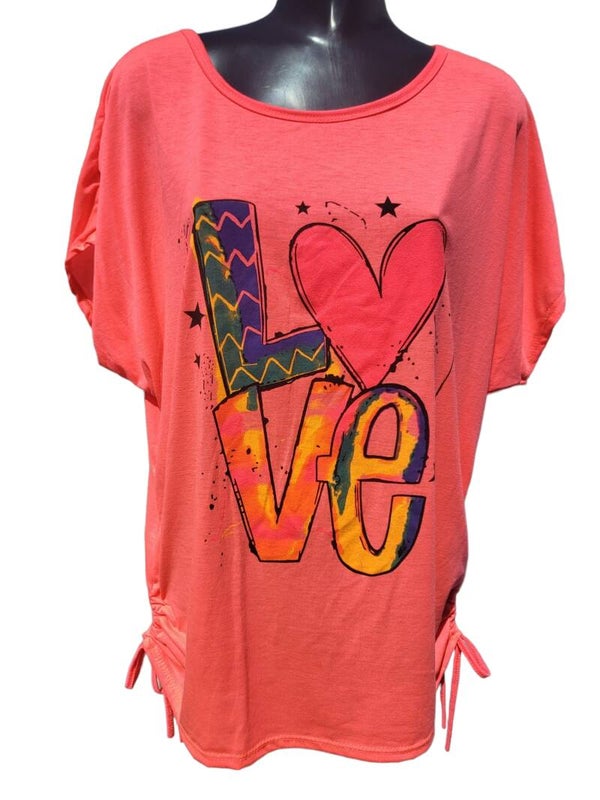 Shirt neon pink "LOVE", Gr.38 - 42/44, 1x verfügbar