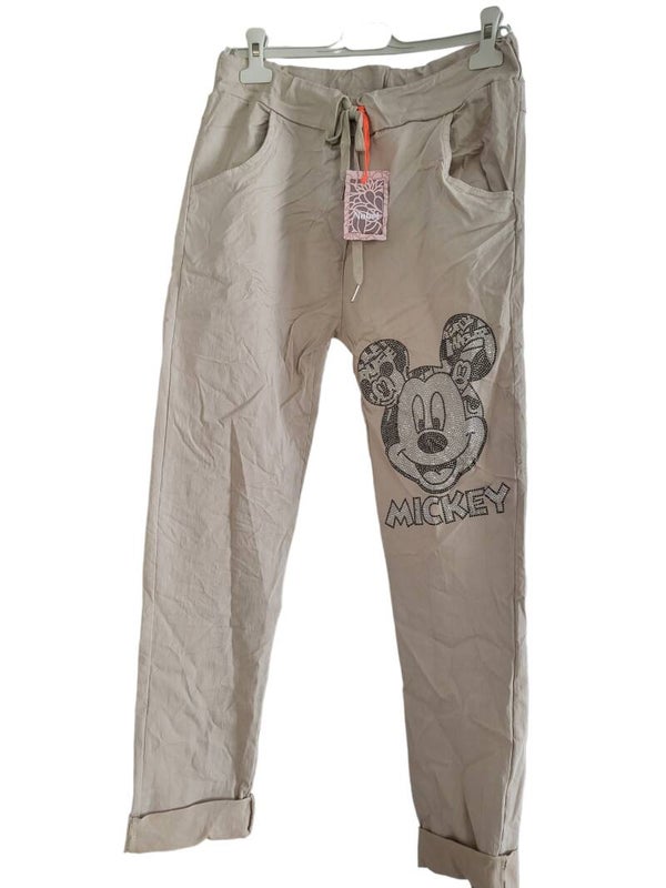 Stretchhose beige mit Strassprint, Gr. 38 - 42 - 1x verfügbar