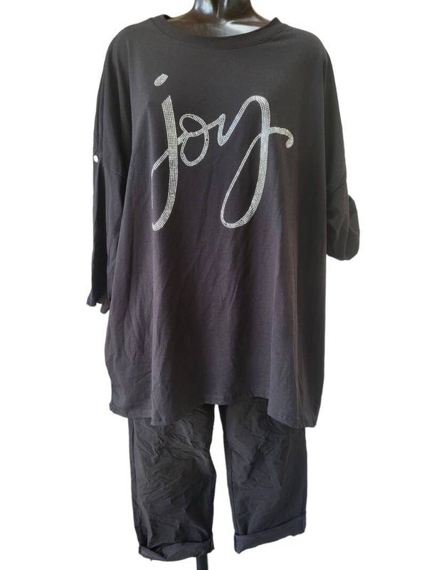 Shirt schwarz "Joy", Gr. 44 - 48/50, 1x verfügbar