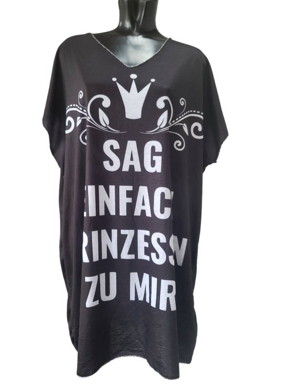 Longshirt schwarz "sag einfach Prinzessin...", Gr. 40 - 44/46, 1x verfügbar