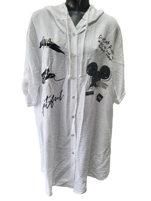 Mickey Maus Longbluse weiss, 38 - 42/44, 1x verfügbar