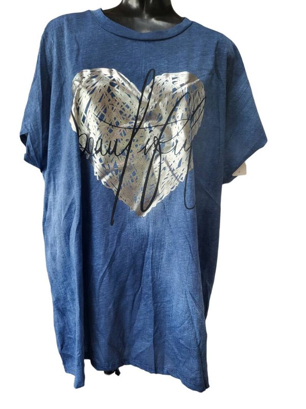 Tshirt "jeansoptik" blau, Gr. 44 - 46/48, 1x verfügbar