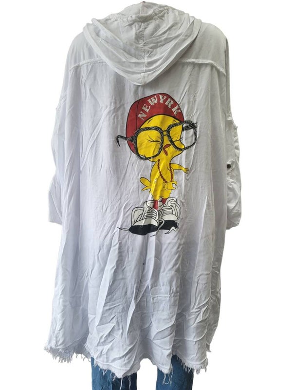 Cardigan weiss "Tweety", Gr. Onesize bis 46, 1x verfügbar