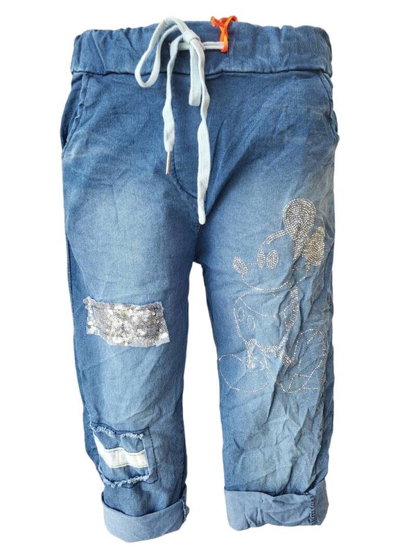 Stretchjeans kurz "Snoopy", Gr. 38 - 42, 3x verfügbar