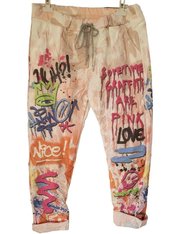 Stretchhose altrosa "Graffiti", Gr. 44 - 46/48, 1x verfügbar