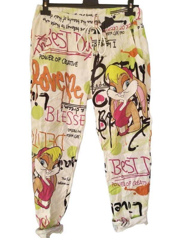 Stretchhose "Bunny" orange/grün, Gr. 38 - 42, 1x verfügbar