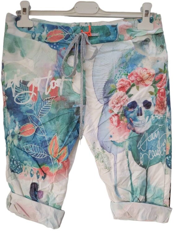 Kurze Stretchhose blau "Totenkopf", Gr. 38 - 42, 2x verfügbar