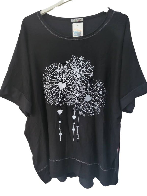 Tshirt schwarz "Feuerwerk", Gr. 40 - 42/44, 2x verfügbar