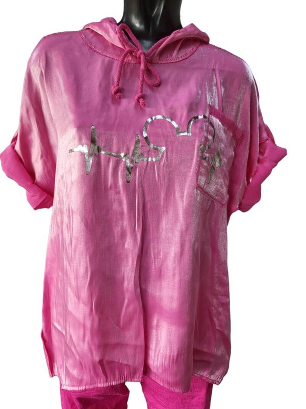 Tshirt pink "Heartbeat", Gr. 38 - 42, 1x verfügbar