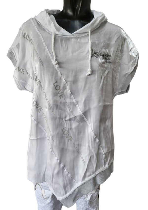 Kapuzenshirt weiss "LOVE", Gr. 38 - 42, 1x verfügbar
