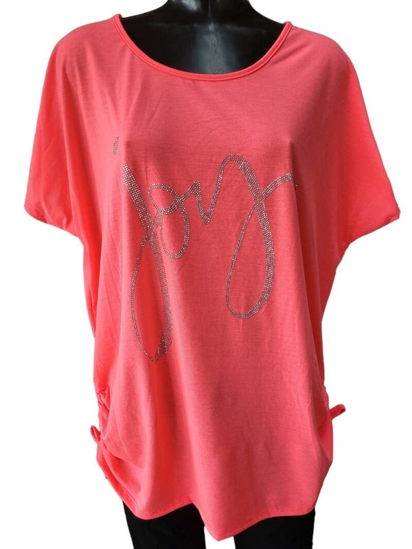 Shirt neon pink "Joy", Gr. 38 - 44, 1x verfügbar