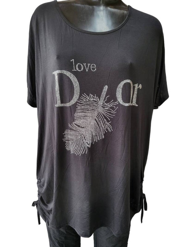 Shirt schwarz "Feder", Gr. 38 - 44, 1x verfügbar
