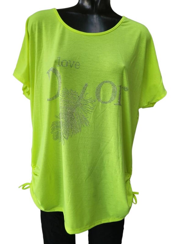 Shirt neon gelb "Feder", Gr. 38 - 44, 1x verfügbar