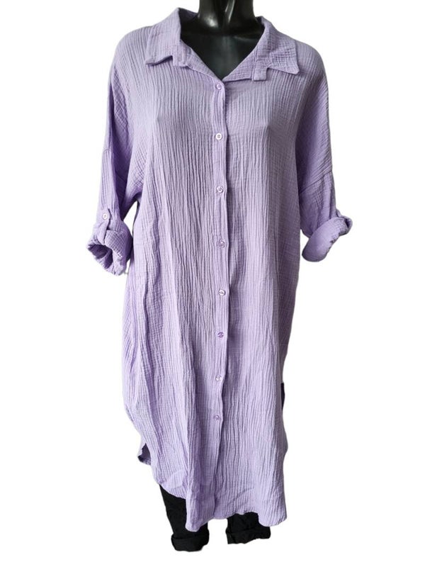 Longbluse (extra lang) lila, Gr. 38 - 42/44, 1x verfügbar
