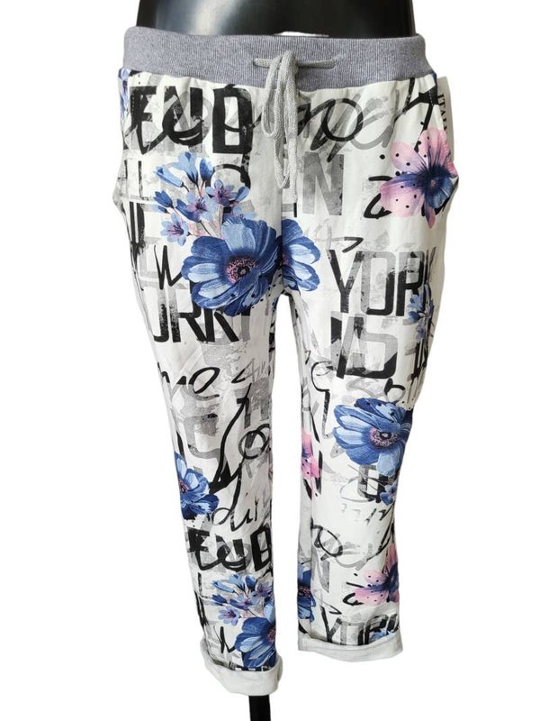 Stoffhose weiss "Blumen", Gr. 38 - 42, 2x verfügbar
