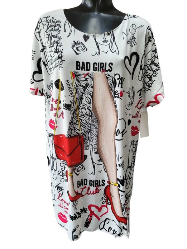 Tshirt weiss "Bad girls", Gr. 38 - 42/44, 1x verfügbar