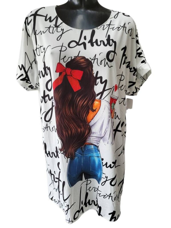 Tshirt weiss "Girl", Gr. 38 - 42/44, 1x verfügbar