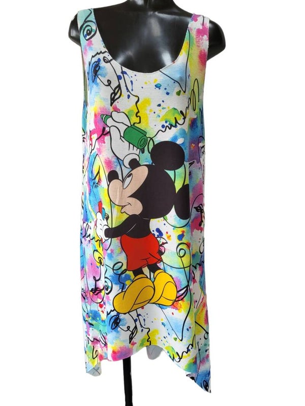 Sommerkleid vokuhila "Mickey Maus" bunt, Gr. 38 - 42/44, 1x verfügbar