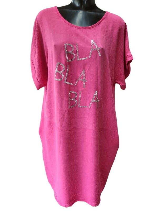 Sommerkleid pink "Bla bla bla", Gr. 38 - 42, 1x verfügbar
