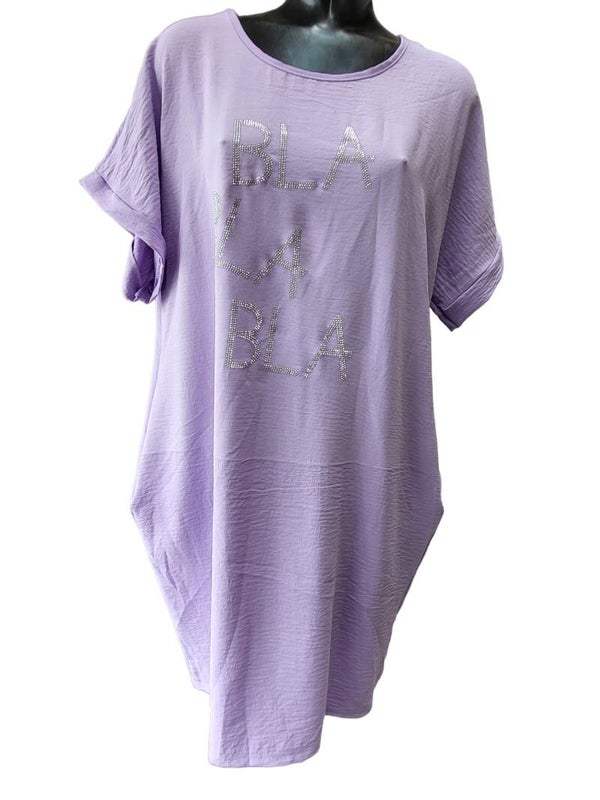 Sommerkleid lila "Bla bla bla", Gr. 38 - 42, 1x verfügbar