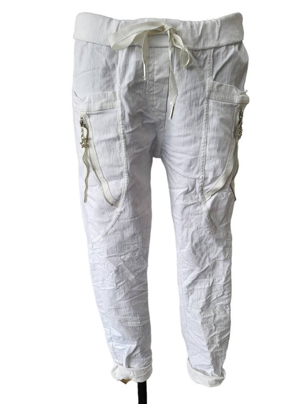 ISSIMA Stretchhose weiss mit Reissverschluss, Gr. 38 - 42, 1x verfügbar