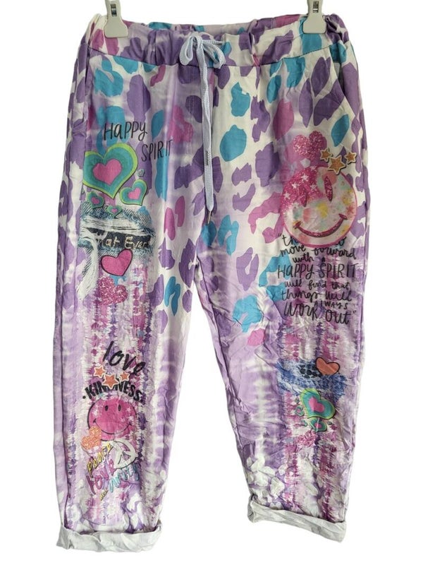 Stretchhose violett "Smilys", Gr. 46 - 50/52, 1x verfügbar