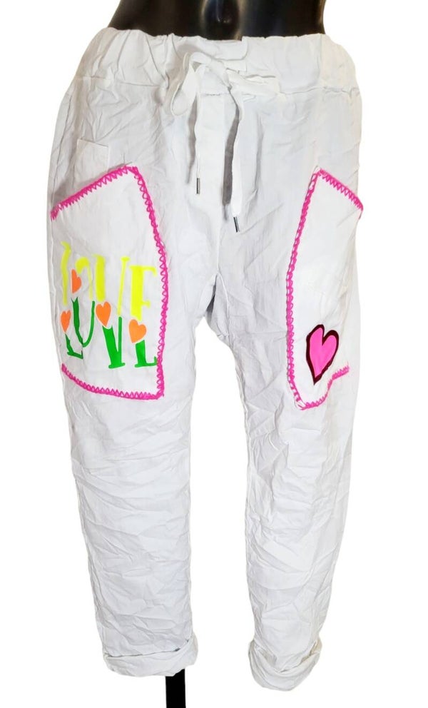 ISSIMA Stretchhose weiss "LOVE", Gr. 38 - 42 - 2x verfügbar