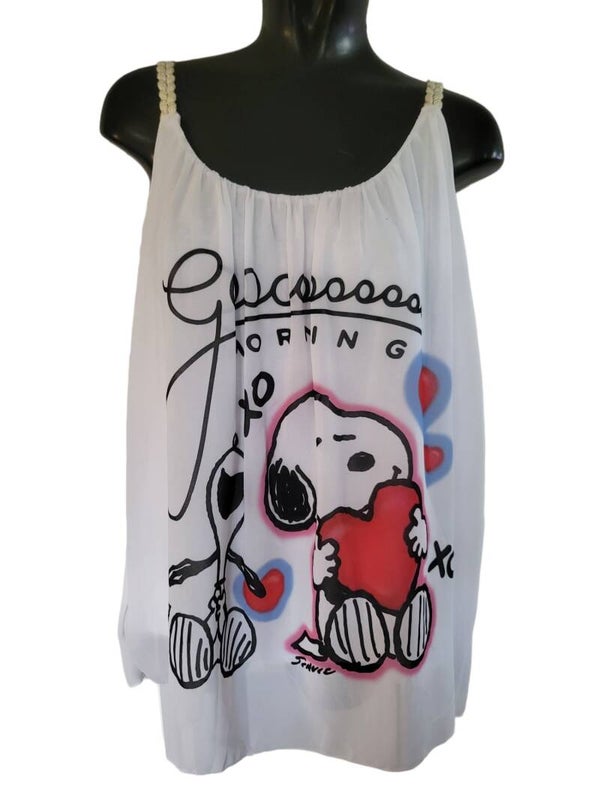 Trägershirt weiss "Snoopy mit Herz", Gr. 38 - 42/44, 2x verfügbar