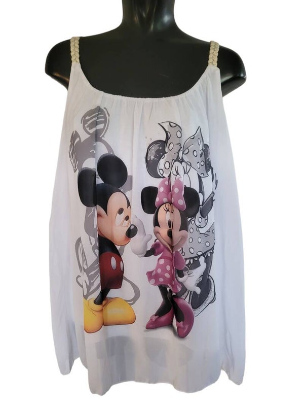 Trägershirt weiss "Mickey & Minnie", Gr. 38 - 42/44, 2x verfügbar