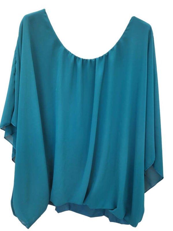 Fledermaus-Shirt petrol XXL, Gr. 46 - 52, 2x verfügbar