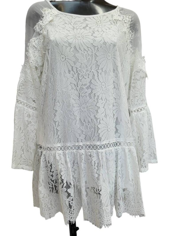 Tunika weiss mit Spitze, Gr. 38 - 42/44, 1x verfügbar