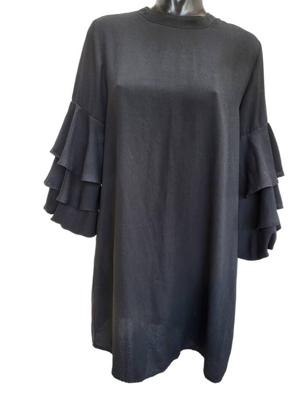 Kleid schwarz mit Rüschen-Ärmeln, Gr. 38 - 1x verfügbar