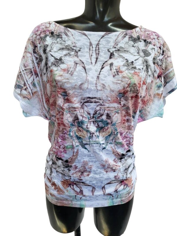 Tshirt weiss floral, Gr. 38/40 - 1x verfügbar