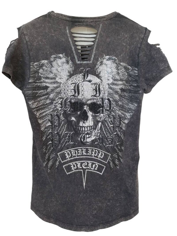 Tshirt dunkelgrau mit Totenkopf, Gr. 36/38 - 1x verfügbar
