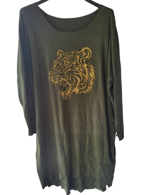 Longpullover khaki "Tiger", Gr. 38 - 42, 1x verfügbar