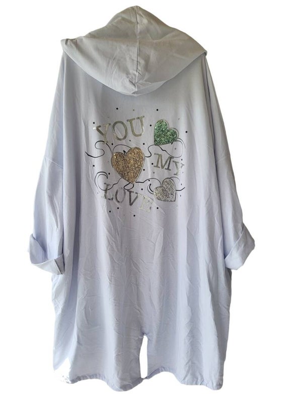 Cardigan weiss "You love me", Gr. 38 - 46 - 1x verfügbar
