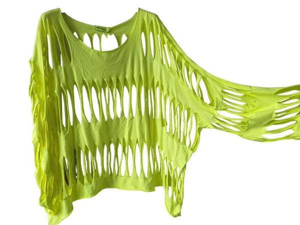 Schlitzpullover neon-gelb, Gr. 38 - 42 - 1x verfügbar