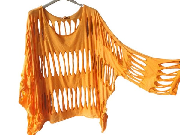 Schlitzpullover neon-orange, Gr. 38 - 42 - 1x verfügbar