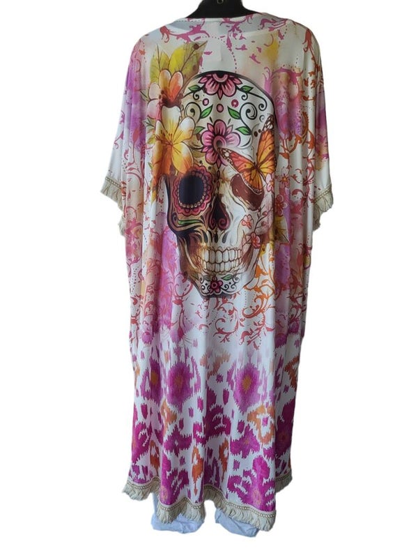 Cardigan pink "skull", Gr. onesize bis 44/46, 1x verfügbar