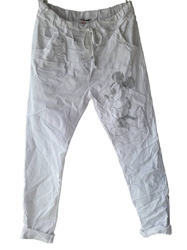 Stretchhose weiss "Mickey Maus", Gr. 42/44 - 1x verfügbar