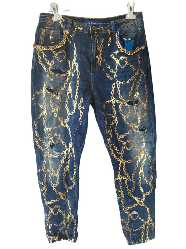 Jeans mit "Gold", Gr. XL (44/46) - 1x verfügbar