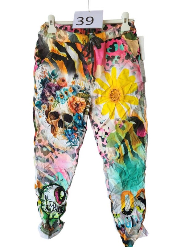Stretchhose "Skull" gelb, Gr. 38 - 40/42, 3x verfügbar