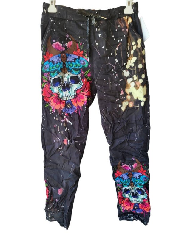 Stretchhose "Skull" schwarz, Gr. 38 - 40/42, 2x verfügbar