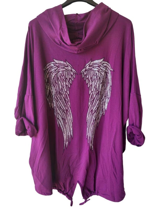 Cardigan brombeere dünn "Engelsflügel", Gr. One size (bis 44), 3x verfügbar