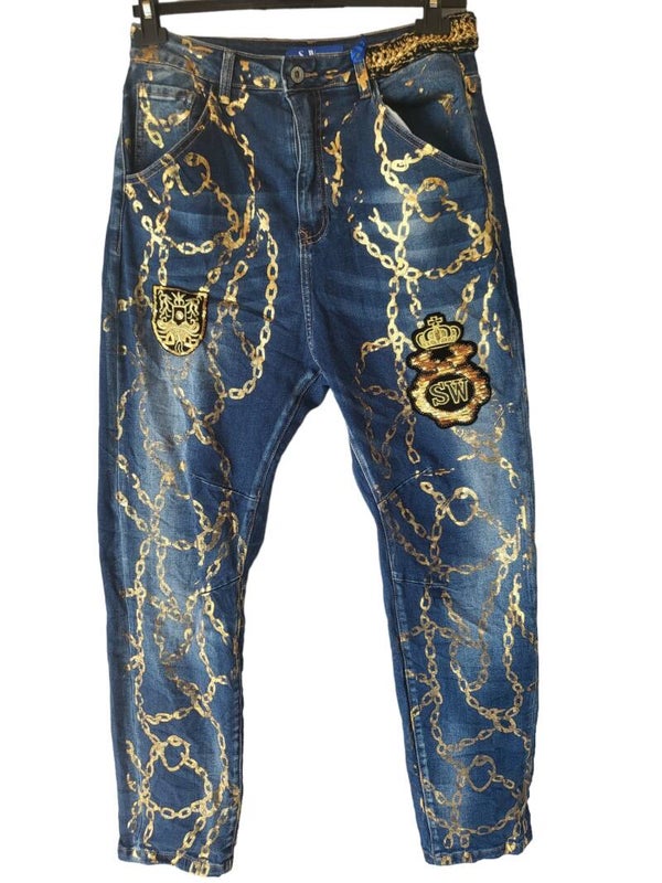 ISSIMA Jeans gold "SW", Gr. S (36/38), 1x verfügbar