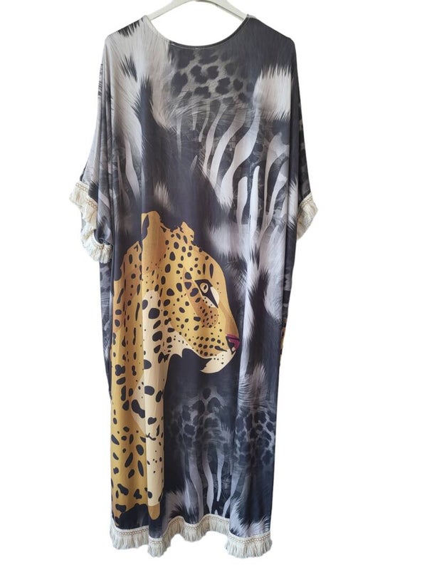 Cardigan schwarz/weiss "Leopard", Gr. onesize bis 44/46, 1x verfügbar