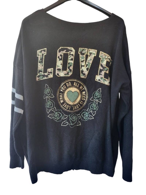 Strickjacke schwarz "LOVE", Gr. 38 - 42/44, 1x verfügbar