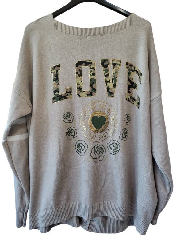 Strickjacke beige "LOVE", Gr. 38 - 42/44, 1x verfügbar