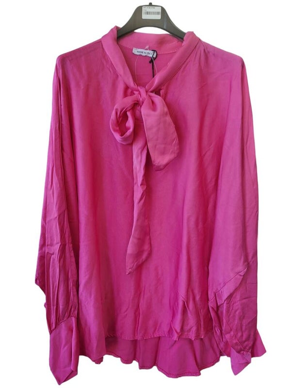 Bluse pink mit Schleife, Gr. 38 - 44 - 1x verfügbar