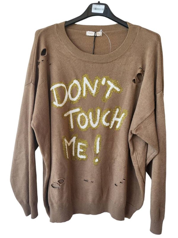 Pullover cammel "Don't touch me!", Gr. 38 - 42, 1x verfügbar